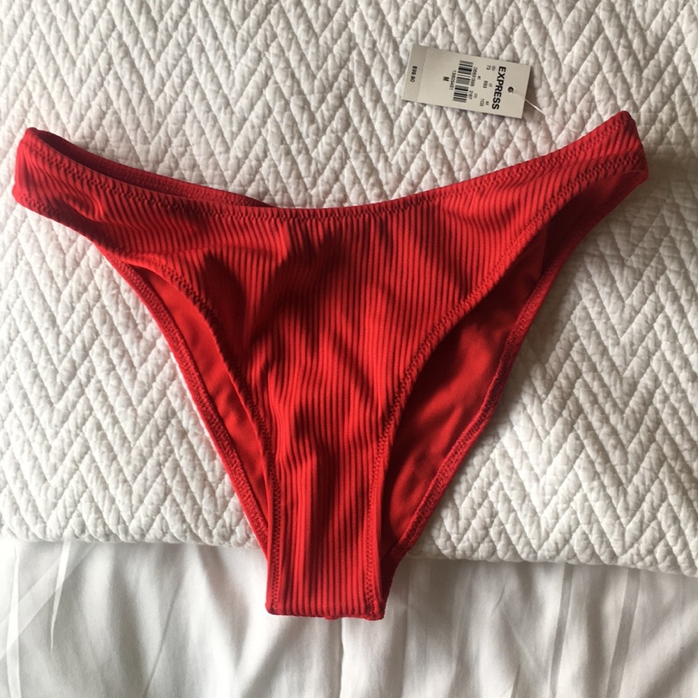 DONATED NWT 🌹 Express Red ribbed Bikini bottom